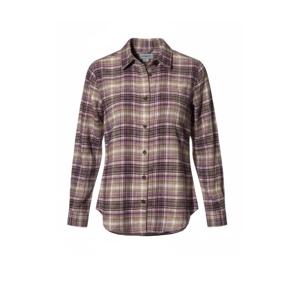 Woman's Carhartt Rugged Flex Flannel Shirt Size Small 4-6 Plaid Relaxed Fit